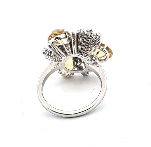 Bague 57 Superbe bague en or blanc avec quartz citrine naturel et diamants 58 Facettes