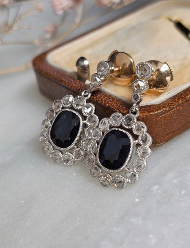 Cercei Platină, Aur, safire și diamante