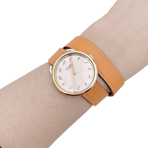 Montre Hermès, "Arceau", plaqué or, acier, cuir. 58 Facettes 34466