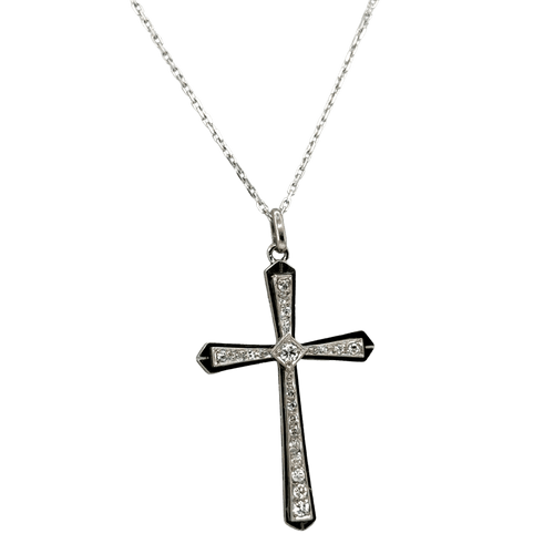 Pendentif Art déco - Pendentif croix or blanc et diamants 58 Facettes 1.0001827/1
