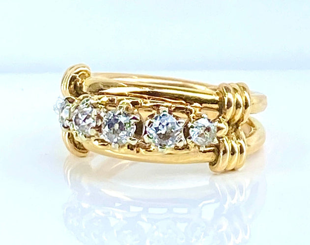 Bague 46 Bague en or jaune et 5 diamants 58 Facettes AB559