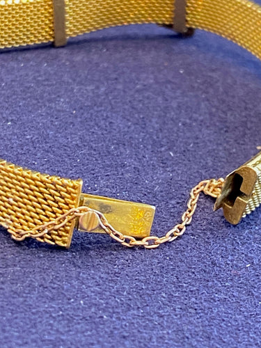 Bracelet Bracelet ceinture ancien or jaune, diamants, maille milanaise 58 Facettes