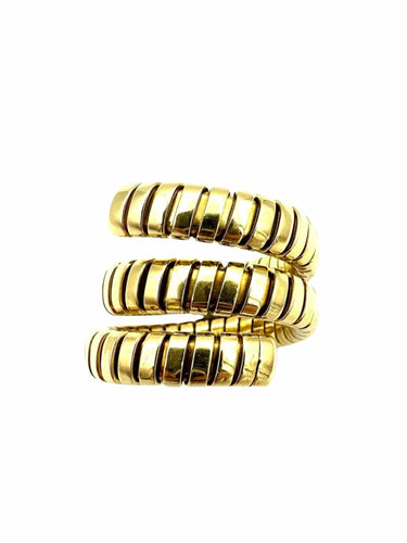 Bague 54 BVLGARI. Collection "Tubogas", bague en or jaune 18K 58 Facettes