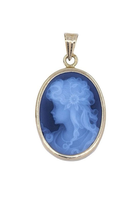 Pendentif Pendentif or jaune agate bleue camée 58 Facettes 092031