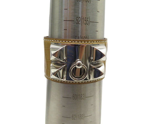 Collier bracelet HERMES medor collier de chien cdc en cuir de crocodile alligator 58 Facettes 268023