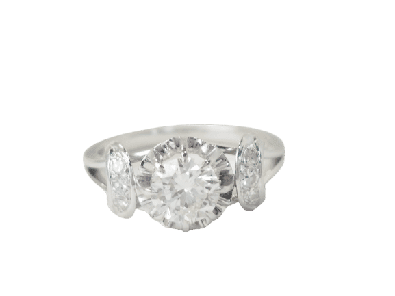 Pierścionek Pierścionek z jednym kamieniem z białego złota Platyna i diamentem 1,20ct 