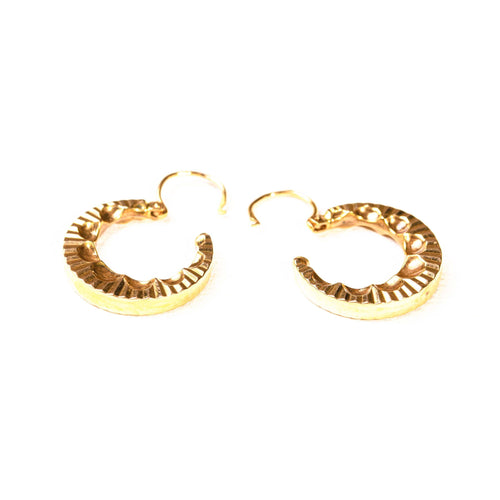 Boucles d'oreilles Boucles créoles or jaune à décor rayonnant 58 Facettes