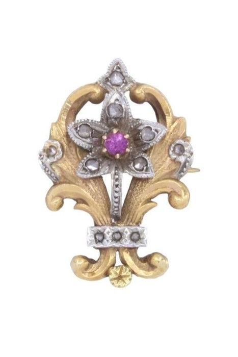 Napoleon III ruby diamond brooch