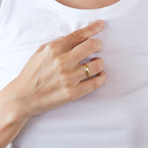 Bague 52 Chevalière or jaune Diamant 58 Facettes LP555/10