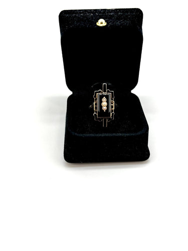 Bague 55 Bague ancienne onyx perles fines 58 Facettes M9101