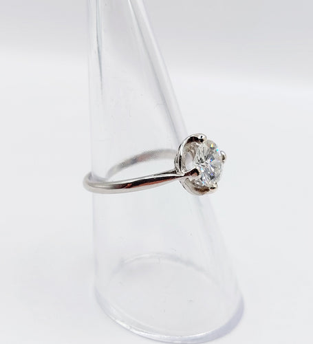 Ring Solitaire Art Deco in platinum and 1.11 carat diamond 