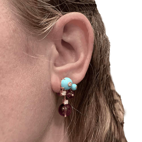 Boucles d'oreilles Boucles d'oreilles Cartier "Délices de Goa" en or rose, améthystes, diamants et turquoises. 58 Facettes 34814