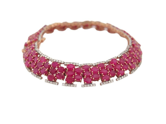Bracelet bracelet MICHAEL CHRISTOFF tapis rubis 24ct & diamants 18.5cm or rose 14k 58 Facettes 269285
