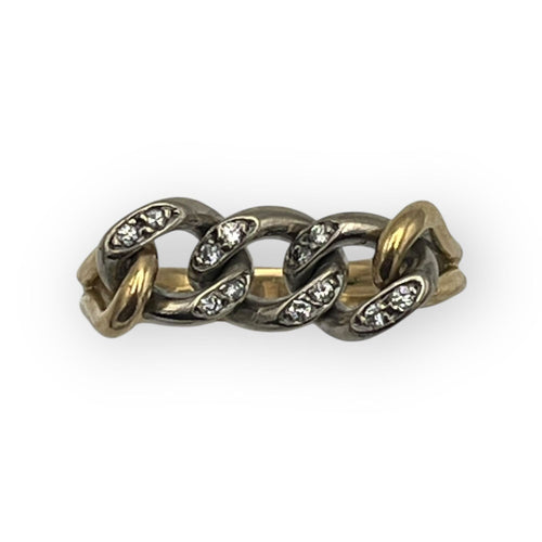 Bague 60 Bague chaîne en or blanc, or jaune et diamants 58 Facettes 149057140