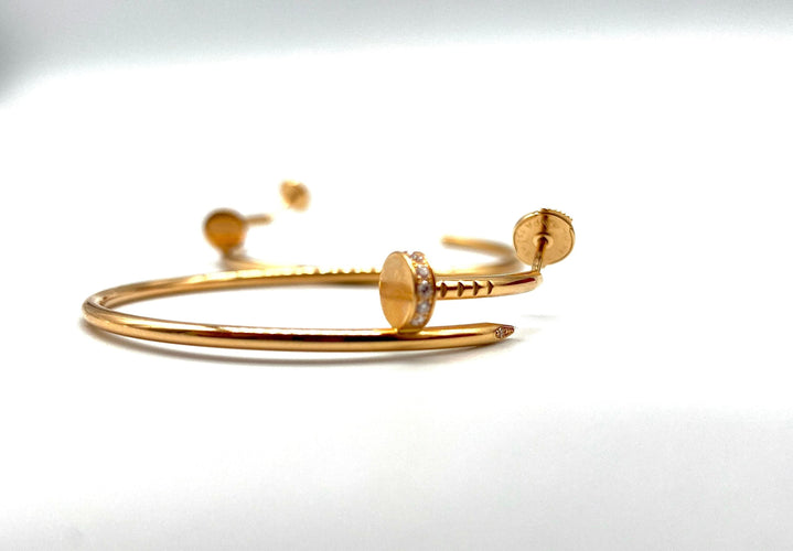 Boucles d'oreilles Cartier - Boucles d'oreilles créoles Juste Un Clou en or rose 18k et diamants 58 Facettes