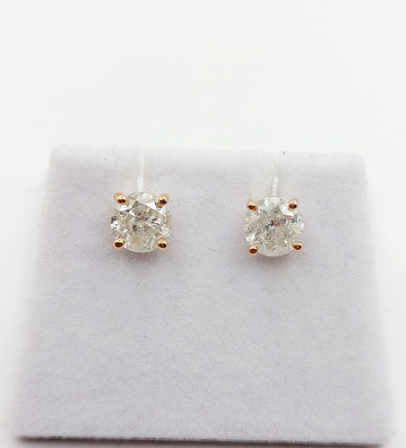 Boucles d'oreilles Puces d'oreilles vintage or rose et 2,00 carats de diamants 58 Facettes A06390