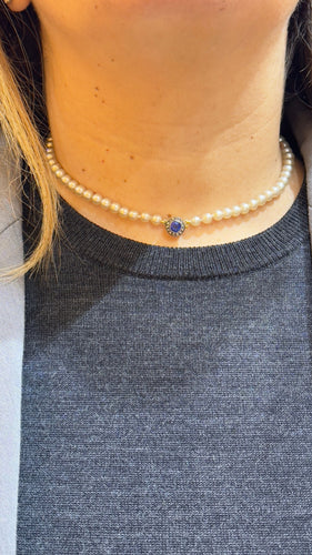 Collier Collier de perles choker, fermoir or 18 carats 58 Facettes