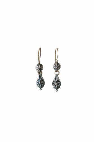 Boucles d'oreilles Anciennes boucles d'oreilles dormeuses diamants, or jaune et argent 58 Facettes