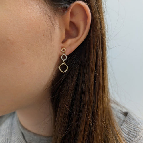 Boucles d’oreilles longues or jaune diamants 58 Facettes