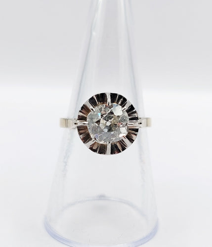 Bague 54 Bague solitaire art déco en or blanc 18k et platine, diamant 1,70 ct 58 Facettes A06509