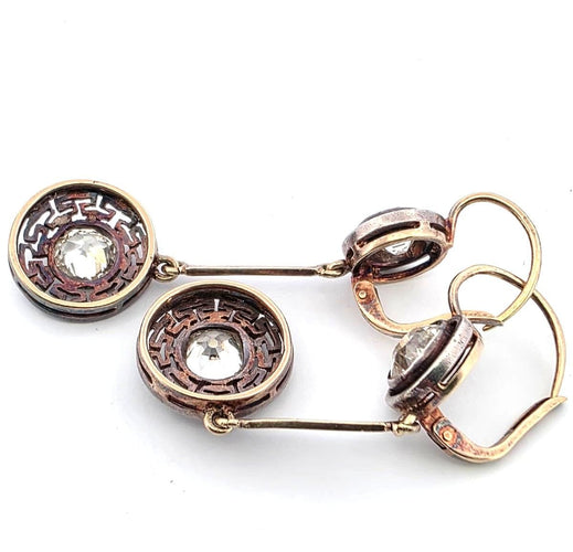 Boucles d'oreilles Boucles d'oreilles anciennes bas de gamme en or et diamants 58 Facettes