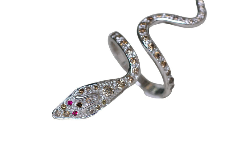 Bague 53 Bague serpent en or blanc et diamants de 1930 58 Facettes