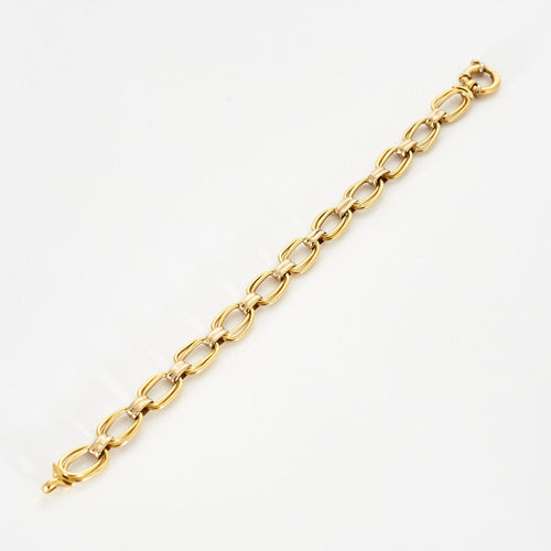 Bracelet Gourmette or jaune et blanc 58 Facettes LP575/1