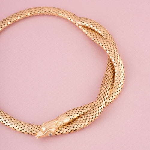 Collier Collier serpent en or jaune 18k et diamants 58 Facettes