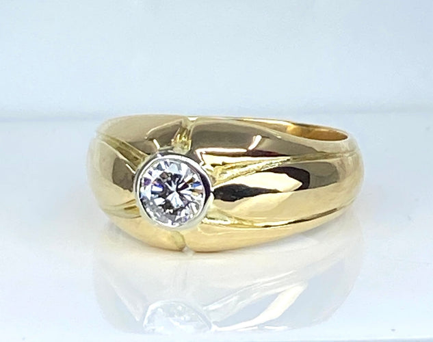 Bague 58 Bague jonc en or jaune et diamants 58 Facettes AB590bis