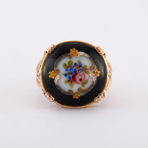 Bague 54 Bague ancienne or jaune et porcelaine 58 Facettes