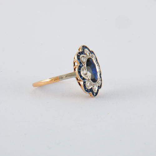 Pompadour halkası Art Deco Verneuil Safir Elmaslar