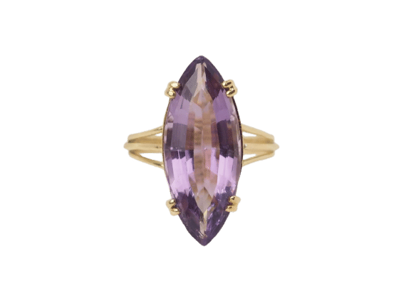 Bague 59 Bague marquise en or jaune et améthyste 58 Facettes 33206
