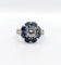 Bague 52 Bague marguerite Art déco en platine et diamant 0,65 ct, saphirs 58 Facettes A06577