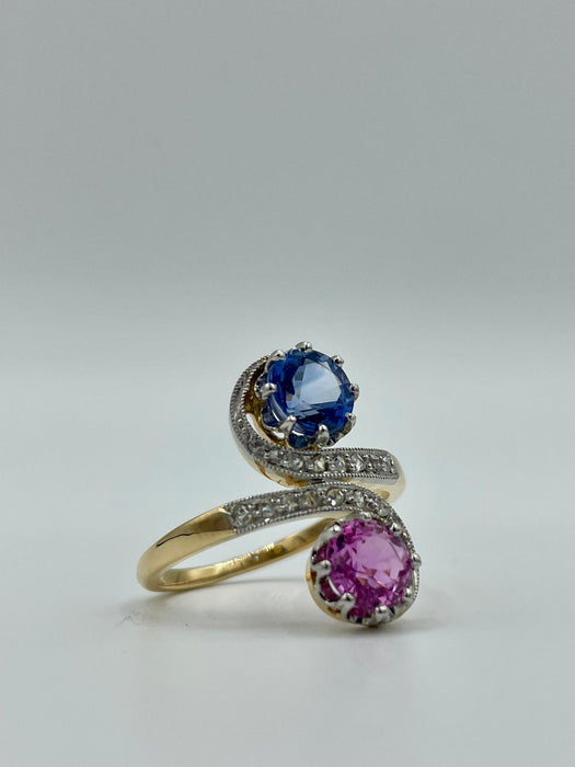 Bague Bague Toi & Moi saphirs rose et bleu 58 Facettes 3231141