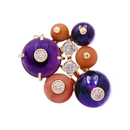 Pendentif Pendentif Cartier "Délices de Goa" en or jaune, améthystes, corail et diamants. 58 Facettes 34809