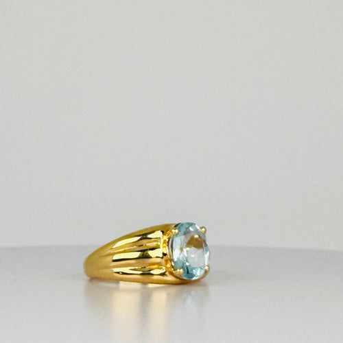 Bague Bague vintage avec aigue-marine ovale 58 Facettes 2505004