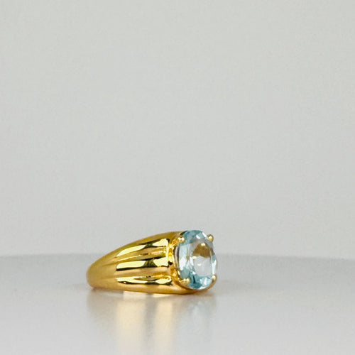 Bague Bague vintage avec aigue-marine ovale 58 Facettes 2505004