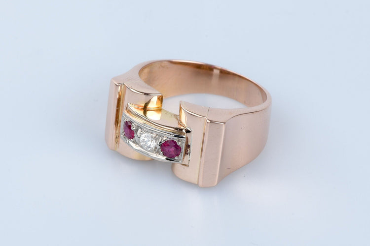 Bague 57 Bague Tank en or rose 18 carats 58 Facettes BGTKEV26