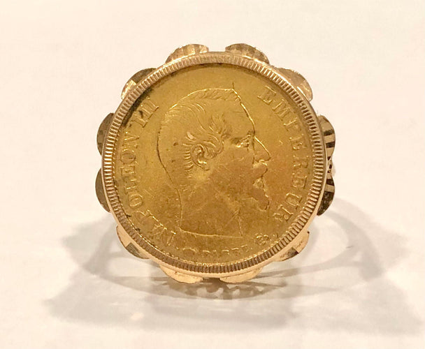 Bague 55 Bague pièce Napoléon 20 frs or jaune 58 Facettes