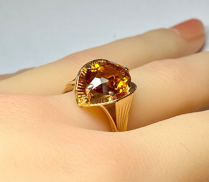 Ring style Art Deco citrine rose gold