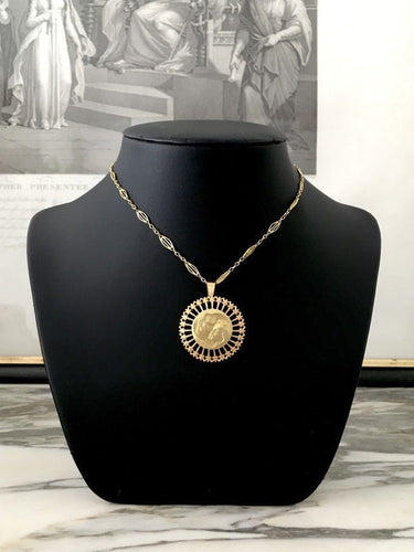 Pendentif Emile MONIER - RARE Médaille ronde or jaune et or rose 58 Facettes