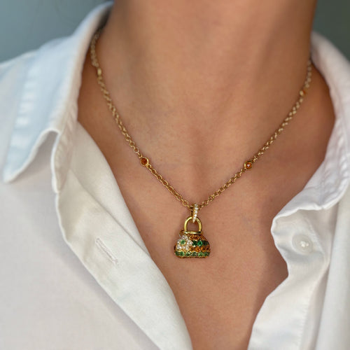 Pendentif Pendentif Sac - or jaune, diamants et pierres de couleur 58 Facettes 250249R