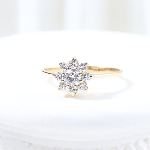 Bague Bague en or jaune 18 carats sertie d'une rosette de diamants 58 Facettes J000002425