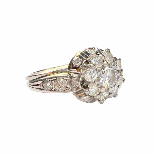 Bague BAGUE EN OR BLANC 18 KT AVEC DIAMANTS, ÉPOQUE 1945 58 Facettes CH54(CH418)