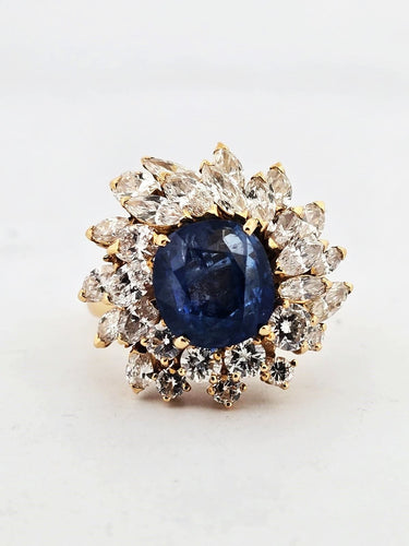 56号戒指，1543号黄金戒指，镶嵌一颗蓝宝石58 Facettes