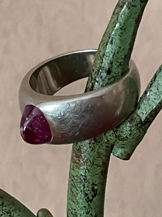 Anello del braccialetto platino Cabochon di rubino birmano