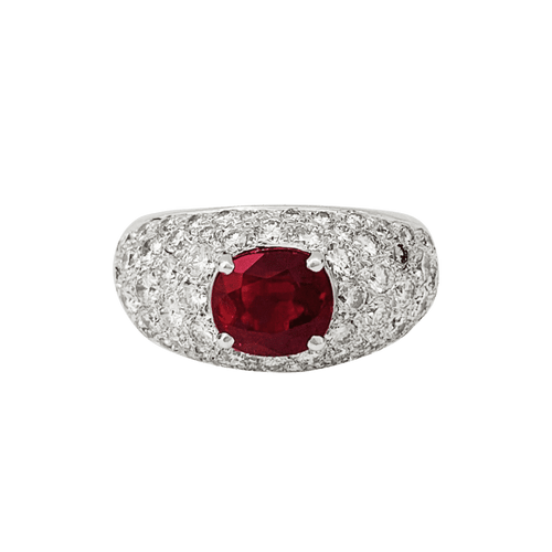 Bague 49 Bague jonc pavage diamant, rubis 1,78 carats. 58 Facettes 30945