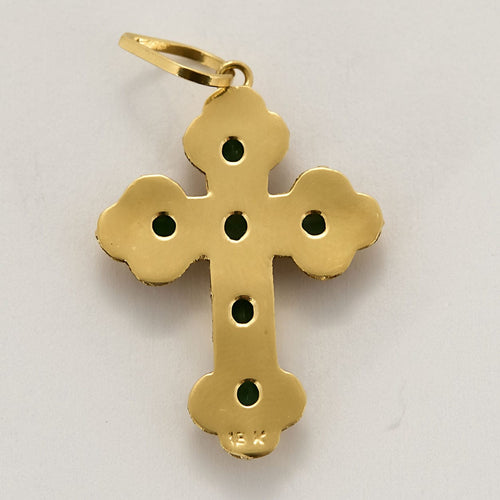 Pendentif Pendentif Croix en or jaune et émeraudes 58 Facettes PER0432X2