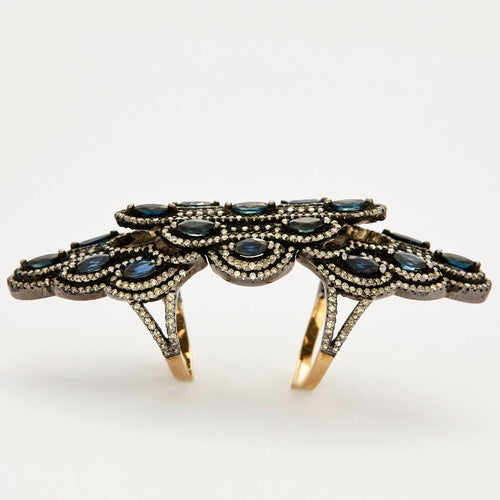 Bague 55 Bague en or jaune et argent 58 Facettes 1629