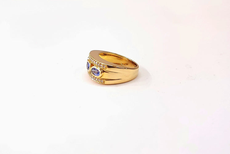 Bague 52 Bague or jaune, saphir et diamant 58 Facettes BAG.3SAPH-1508
